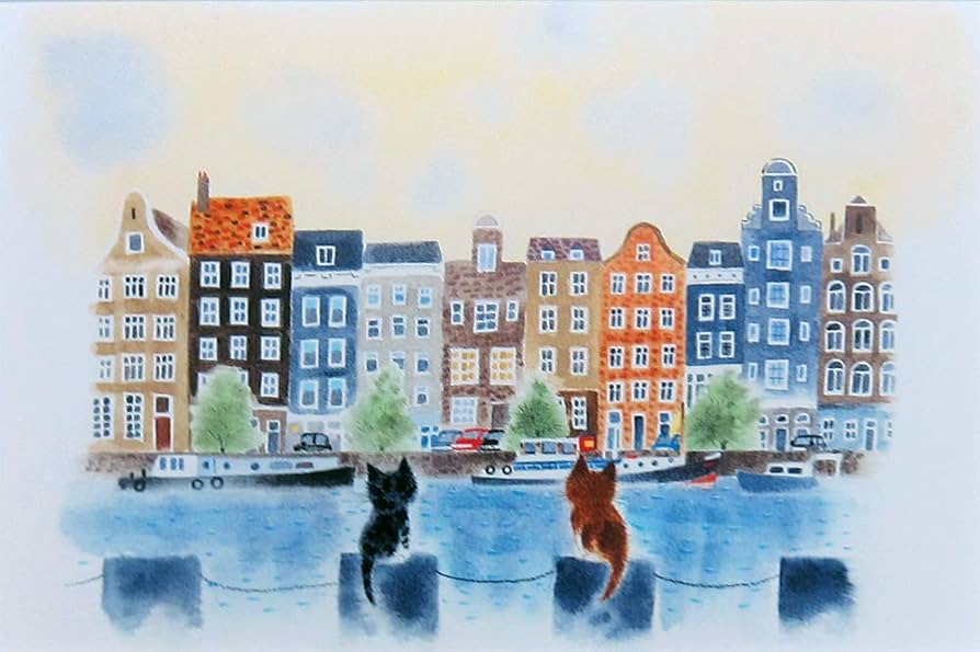 Amazon.co.jp: 渡辺あきお◇【ねこ あこがれの船】アートプリント◇額